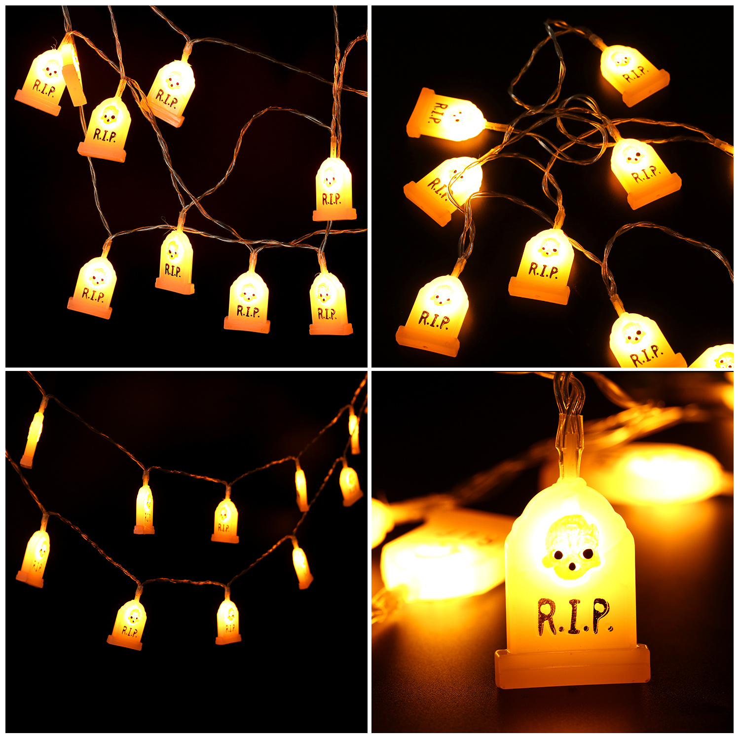 Halloween Decorations String Lights, 10/20 LED Skeleton Ghost Light
