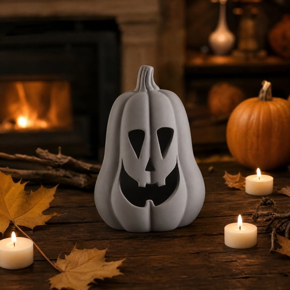 Halloween Decorations Terracotta Tone Resin Pumpkin 2 Pack Fall Decor Jack-O-Lantern Decoration Handcrafted Resin Pumpkin Halloween Tealight Holder Rustic Farmhouse Fall Home Decor For Table