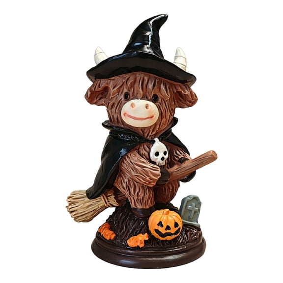 Halloween Decorations,Thanksgiving Highland Cow Pumpkin Shelf Decor,Highland Cow Figurines Halloween Pumpkin Christmas Tree Highland Cow,4IN(C)