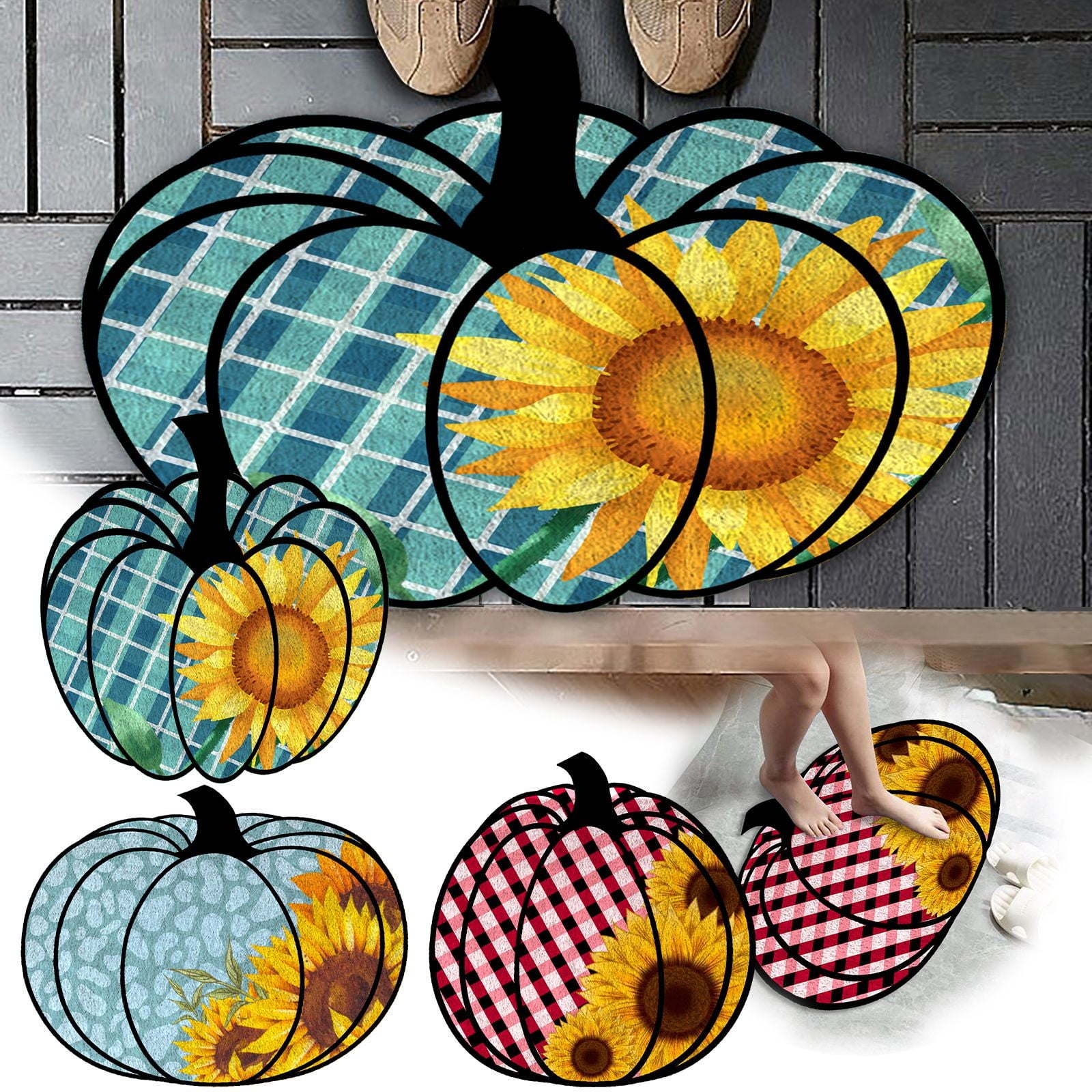 Decorations The Soft Flannel Pumpkin Printed Floor Mat Ideal for