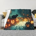 thumbnail image 1 of Halloween Decorations Throw Blanket for Couch, Halloween Black Cat Pumpkin Street Halloween Blanket Fuzzy Throw Blanket, Halloween Decor Cuteness Plush Flannel Blanket & Throws, 1 of 7
