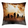 thumbnail image 1 of Halloween Decorations Throw Pillow Cushion Cover, Zombies Dead Men Body in the Doom Mist at Night Sky Haunted Decor, Decorative Square Accent Pillow Case, 18 X 18 Inches, Orange Black, by Ambesonne, 1 of 2