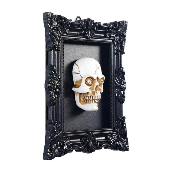 Halloween Decorations Unique Skeleton Photo Hanging Ornament, Skull Statue Frame Wall Decor 3D Resin Sculpture 4.3"X3.5" Halloween Decor, 3D Frame Wall Deocr Gothic