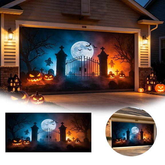 Halloween Decorations A Unique Style Halloween Garage Banner Instantly Enhances The Of Your Halloween Party And Becomes The Focus Of Everyone'S Attention. Don'T Miss It! Flags_ Banners & Accessories