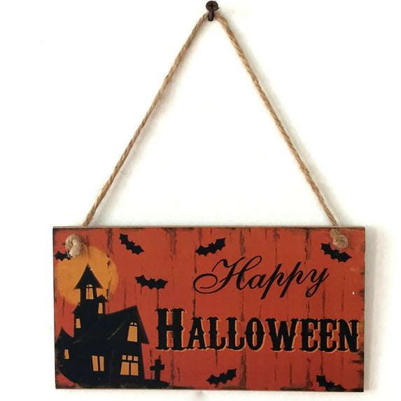 Halloween Decorations Vintage Happy Halloween Wreath Front Door Decorations Hanging Sign Welcome Sign Wooden Front Door Hanger for Wall Indoor Home Decor