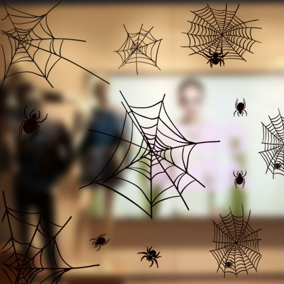Halloween Decorations Window Clings Decor: Spiders Silhouette Scary Black Spider Decorations Window Decals, Waterproof