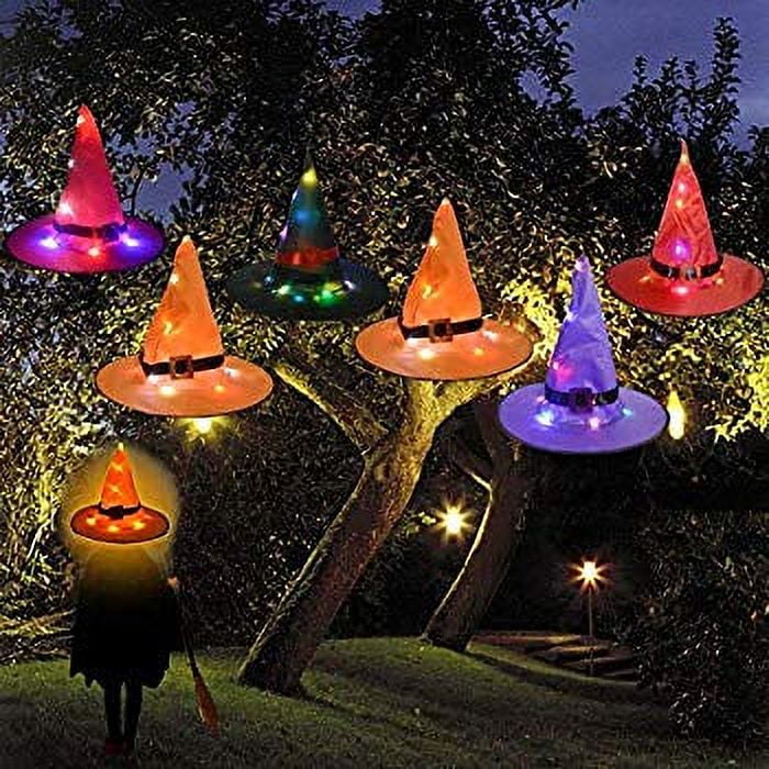 Halloween Decorations Witch Hat Outdoor 6Pcs Hanging Lighted Glowing