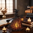 thumbnail image 1 of Halloween Decorations Witch Lamp, 5.9 Inch Lighted Witch Figure Holding Lantern & Broom, Gothic Forest Pattern Glowing Decor for Bedroom Table Window Sill Halloween, 1 of 9