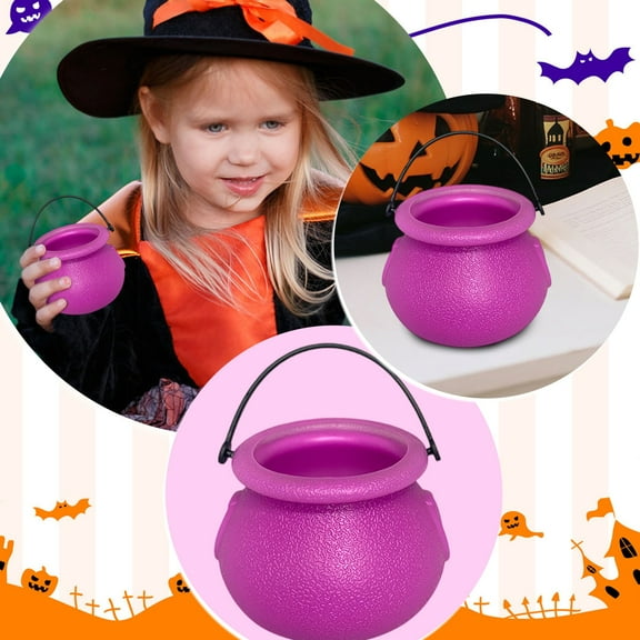 Halloween Decorations Witches Cauldron,6 PCS Mini Plastic Wizard Pot,Halloween Candy Jar,Halloween Theme Parties