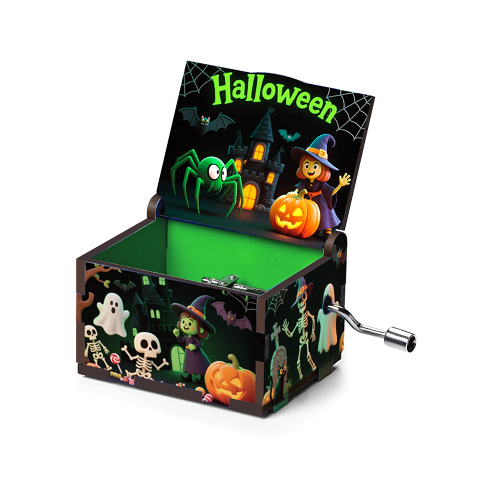 Halloween Decorations - Witches Six-Sided Painted Hand-Crank Music Box ...