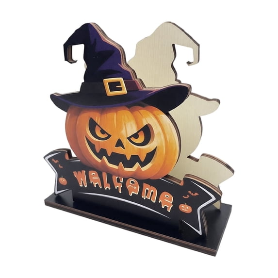 Halloween Decorations Wooden Pumpkin Decor Colorful Halloween Decor for Home Desk Party, Spooky Holiday Decor Piece