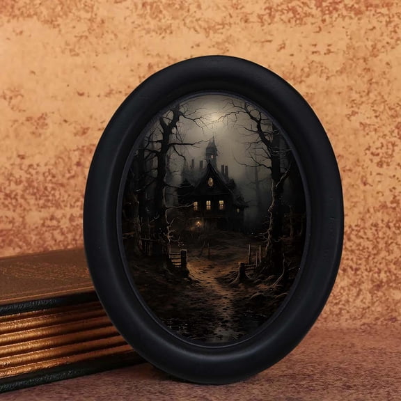 Halloween Decorative Art Photo Frame, Vintage Dark Academia Oval Wall Decor, for Wall Mounting In Living Rooms Bedrooms And Other Home Spaces