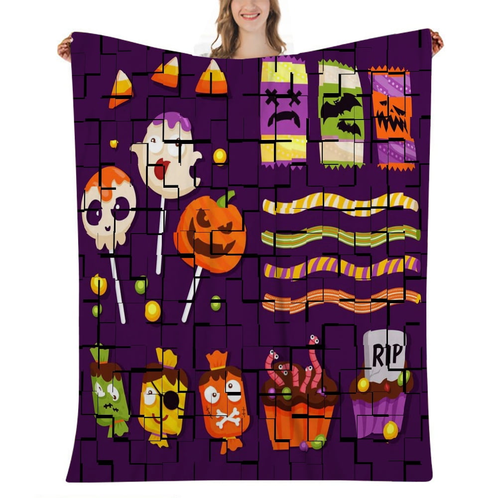 Halloween Decorative BlanketHalloween Pumpkin Graveyard Blanket for