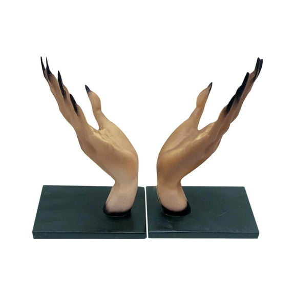 Halloween Decorative Bookends, Gothic Scary Devil's Hand Book Ends for Shelves Bookshelf Home Office Desk Decor