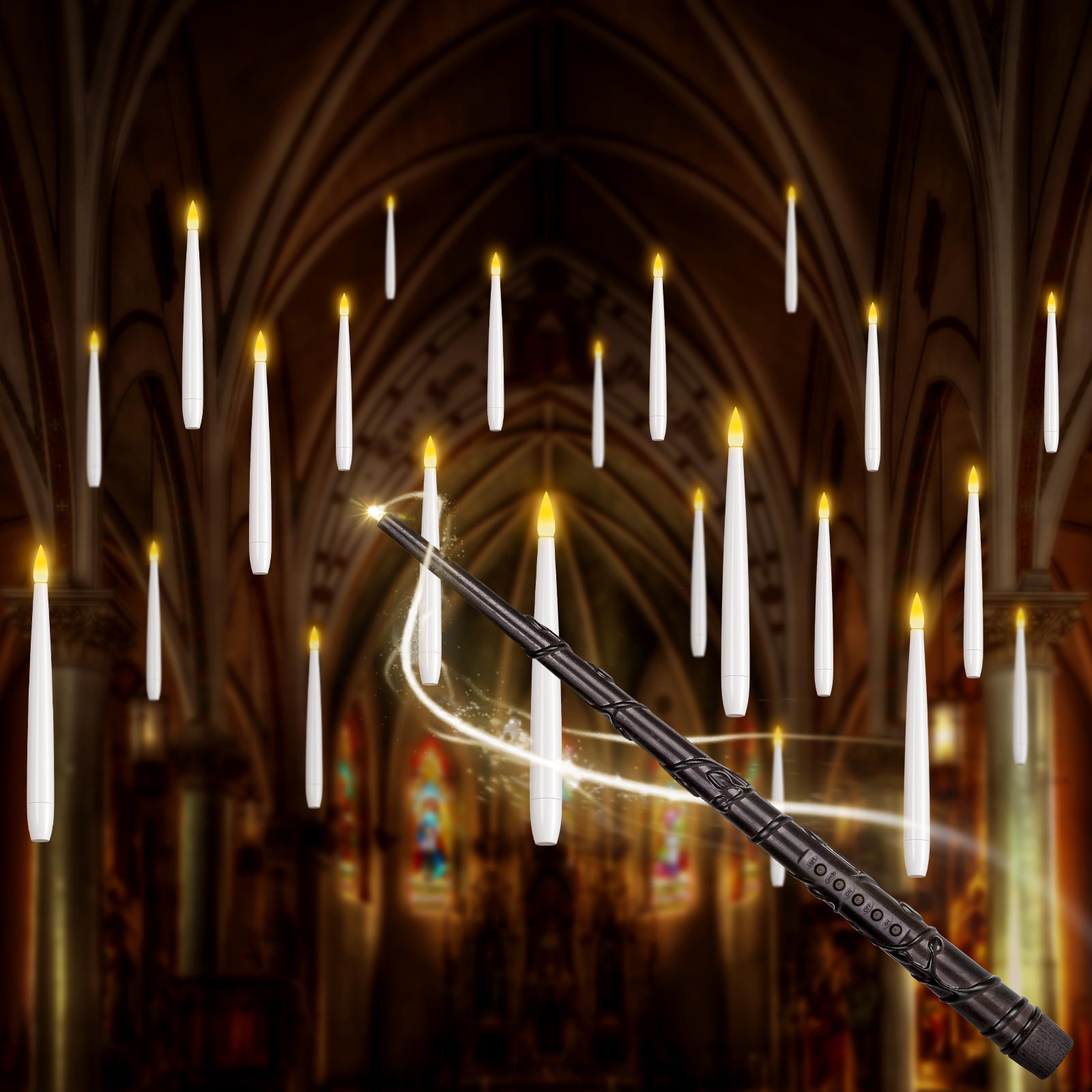 Halloween Decorative Floating Candles, 20 Magic Hanging Candles with