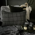 thumbnail image 1 of Halloween Decorative Lumbar Pillow Cover Gray, 12"x22" (30x55 cm) Wool Halloween Decor, Witchy Pillows, Wool, Checkered Cushion Cover, Check Modern Style - Woolly Plaid, 1 of 9