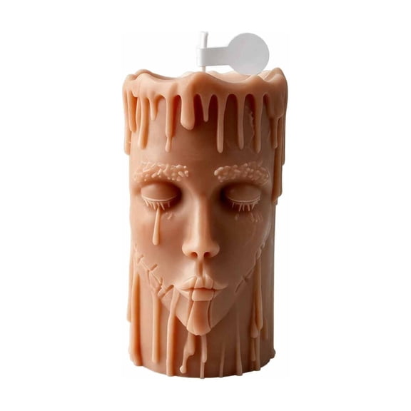 Halloween Decorative Pillar Scented Candle Dripping Wax Style for Home Party Table Centerpiece Decoration Unscented Design, Black