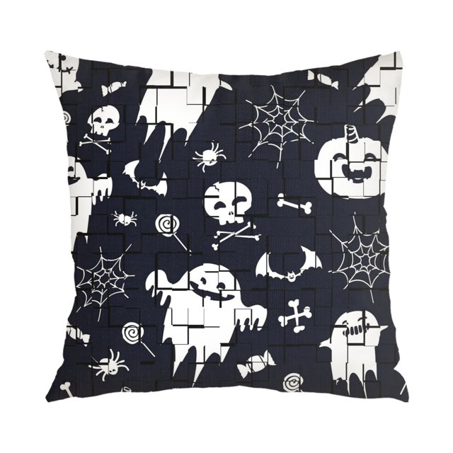 Halloween Decorative Pillow CaseHalloween Pumpkins Spooky Tree Spider  Horror Theme Pillow