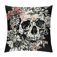 thumbnail image 1 of Halloween Decorative Pillow Cover Vintage Floral Skull Gothic Crow Throw Pillow Case  White Black Style Day of The Dead Home Decor Cushion Cover, 1 of 5