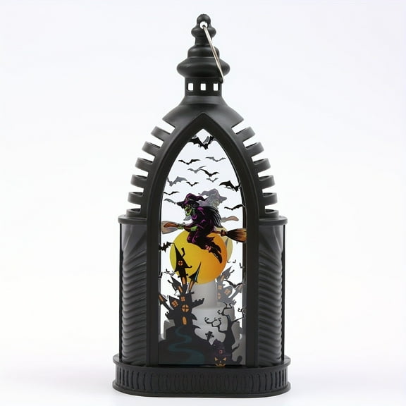 Halloween Decorative Pumpkin Lantern, LED Gothic Pumpkin Skeleton Witch Lamp for Hanging, Battery Operated NIght Light for Indoor Outdoor Tabletop