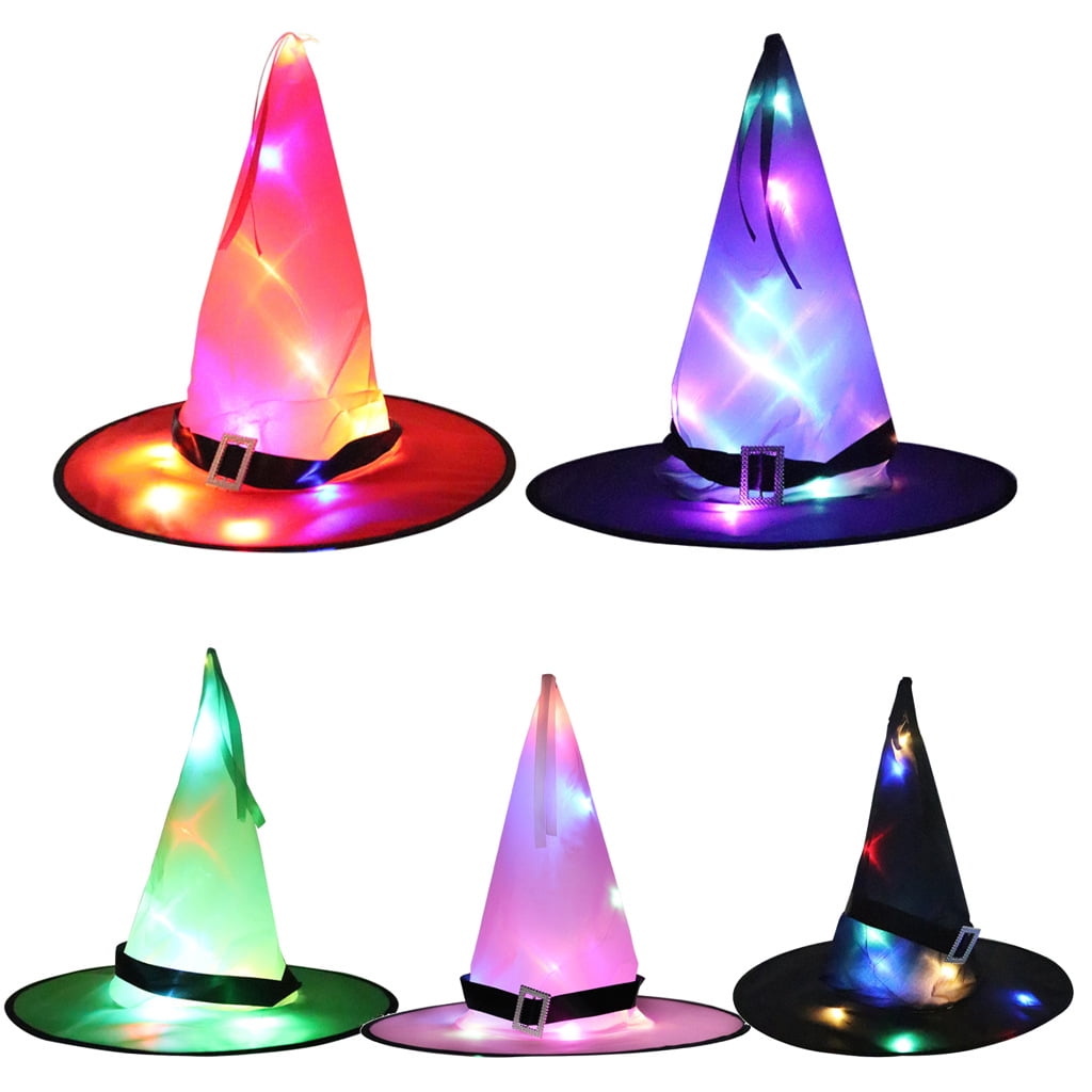 Halloween Decorative Witch Hat With Led Party Mini Lights, Hanging Diy