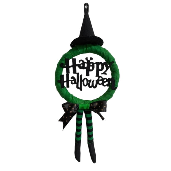 Halloween Decorative Wreaths for Front Door, Artificial Witch Long Leg Wreath for Spooky Holiday, Fall Porch Outdoor Decor and Weclome Home Wall Decorations