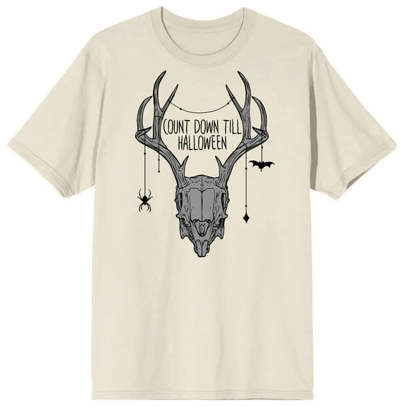 Halloween Deer Skull Countdown Till Halloween Men's Natural T-Shirt-3XL