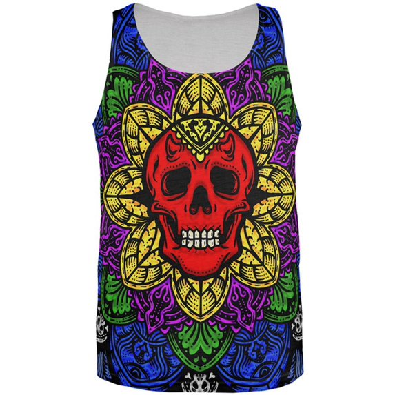 Halloween Demon Skull Mandala All Over Mens Tank Top Multi SM
