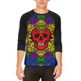 thumbnail image 1 of Halloween Demon Skull Mandala Mens Raglan T Shirt, 1 of 2