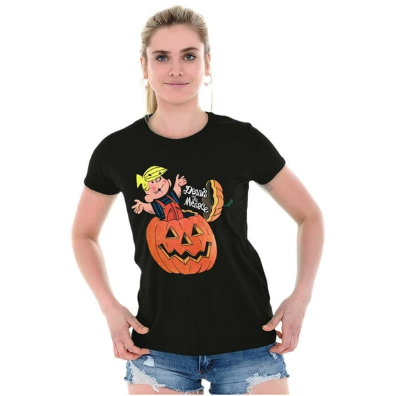Halloween Dennis The Menace Pumpkin Women's T Shirt Ladies Tee Brisco Brands L