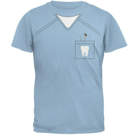 Halloween Dentist Scrubs Costume Light Blue Adult T-Shirt - Small