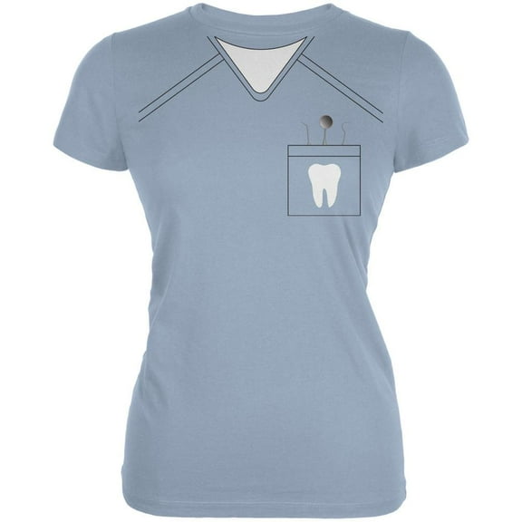 Halloween Dentist Scrubs Costume Light Blue Juniors Soft T-Shirt