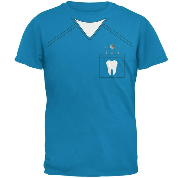 Halloween Dentist Scrubs Costume Mens T Shirt Sapphire LG