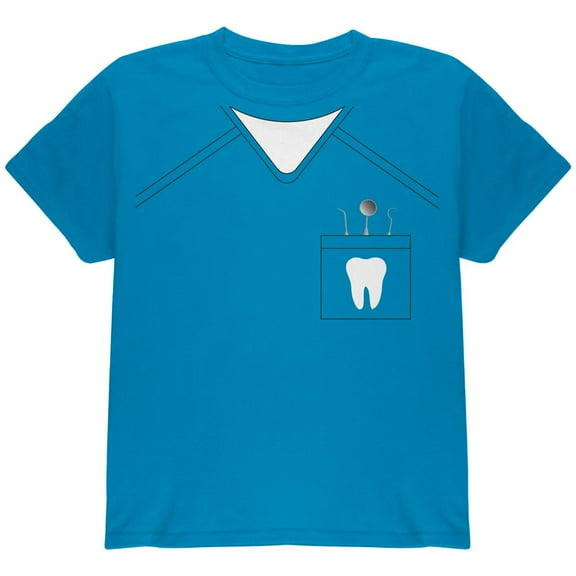 Halloween Dentist Scrubs Costume Youth T Shirt Sapphire YXL