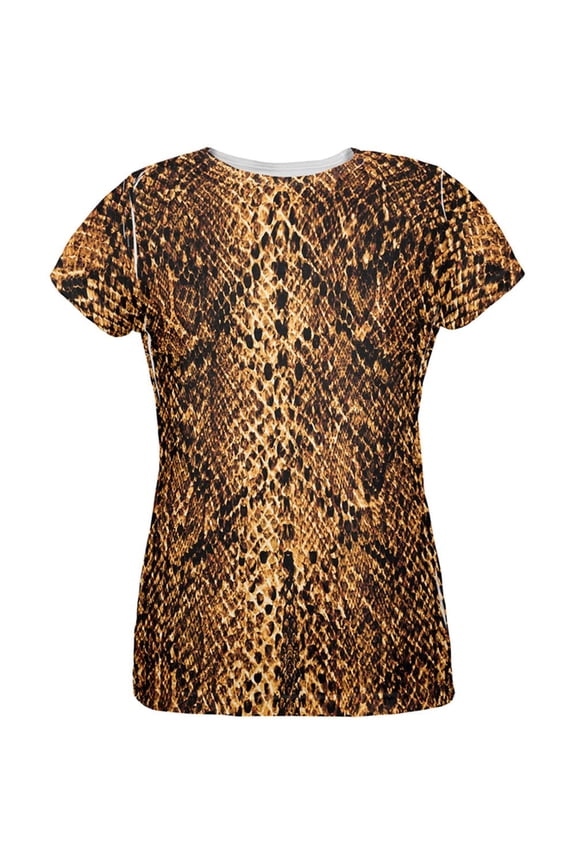 Halloween Desert Brown Snake Snakeskin Costume All Over Womens T Shirt Multi MD
