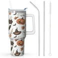thumbnail image 1 of Halloween Design 40oz Tumbler w/Handle - Ghosts/Pumpkins Double Wall Insulated Stainless Steel Cup, Leakproof Lid, Gift Ready, 1 of 3