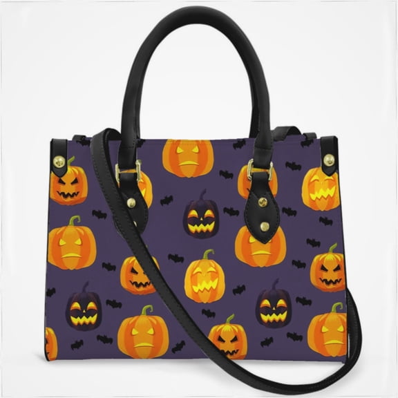 Halloween Design Of Different Pumpkin And Bat Cross Body Bags For Women Small Leather Female Handbags Fashion Top-Handle Totes