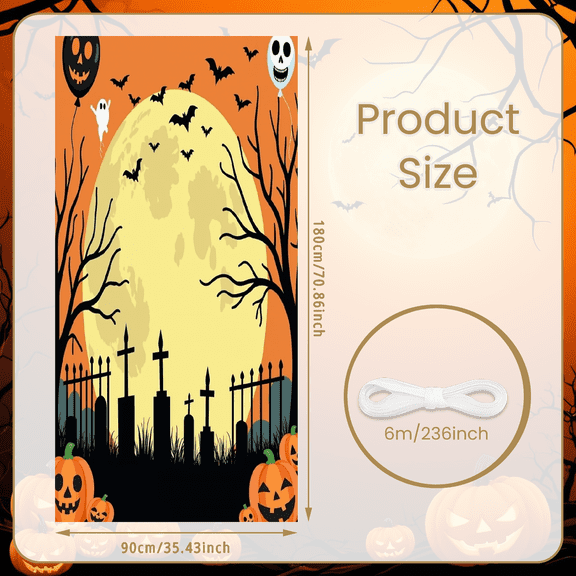 Halloween Design Spooky Theme Full Moon Scene Halloween Decorations Cemetery Scene for Halloween Party Indoor Decoration Outdoor Celebration