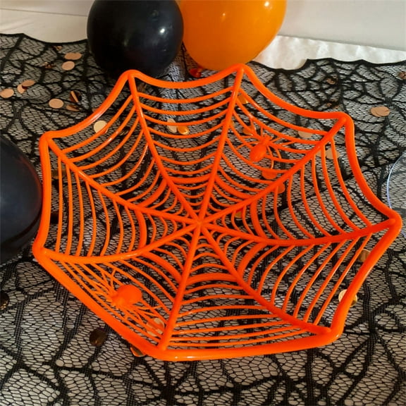 Halloween Desktop Candy Dish - 27x7.7cm Plastic Fruit Basket/Cookie Bowl, Orange/Purple/Black Spooky Decor, Ideal for Holiday Parties, Home Displays & Gifting,Orange