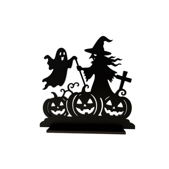 Halloween Desktop Centerpiece, Indoor Halloween Table Decorations, Spooky Halloween Decor, Halloween Decor Indoor Aesthetic, 8X6 Inch Freestanding Wooden Craft Ornament for Mantel