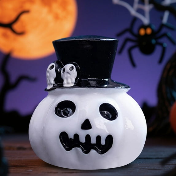 Halloween Home Witch Pumpkin Resin Desktop Ornament Mini Craft for Living Room and Bedroom Holiday