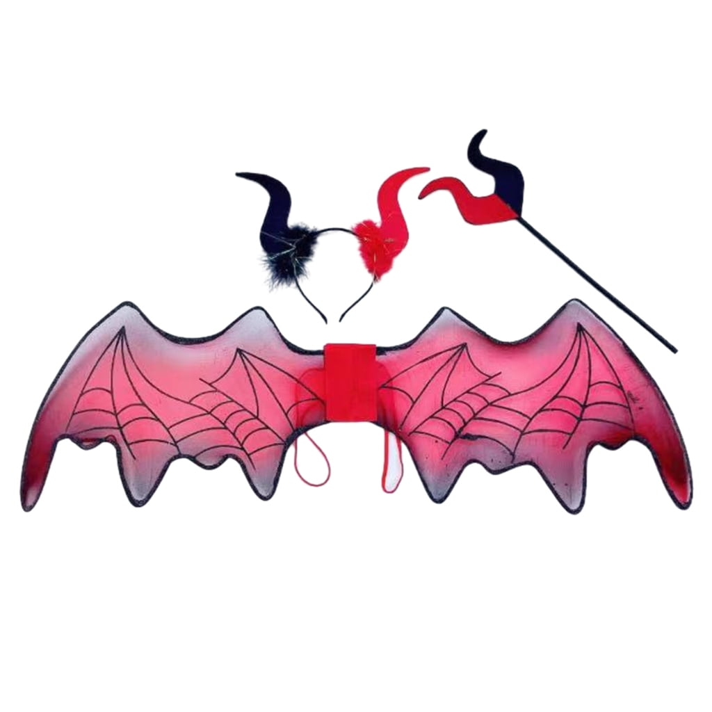 Halloween Devil Costumes Devil Horn Headband,Red Pitchforks Wing Demons