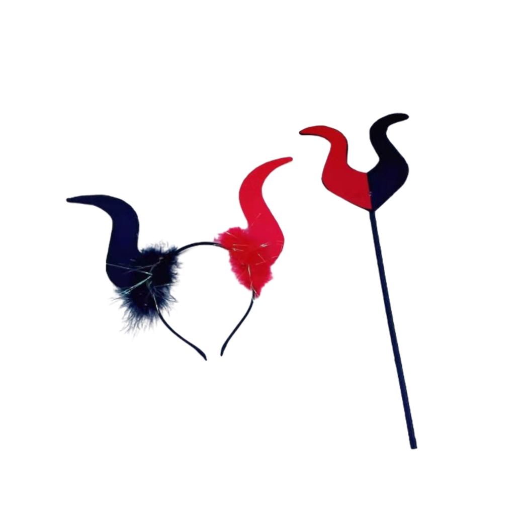 Halloween Devil Costumes Devil Horn Headband,Red Pitchforks Wing Demons