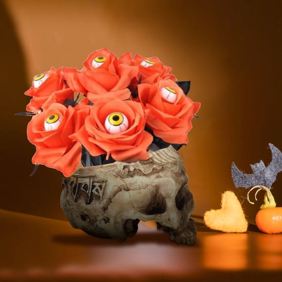 Halloween Devil Eye Rose Decor, Rotating Festival Ornament, Creative Party Decoration, Unique Rose Design Accessory For Table Display Home Events And Seasonal Horror Theme Setup