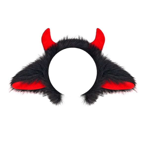 Halloween Devil Horn Headband and Tail Set Cosplay Red A 1pc
