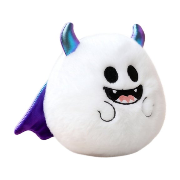 Halloween Devil Plush Toys, Cute Round White Devil Stuffed Animals for Indoor Home Display, Halloween Decorations for Sofa Shelf Party and Holiday Present for Plush Toy Enthusiasts