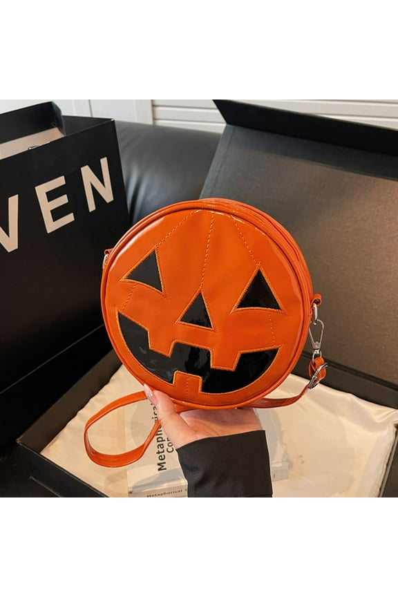 Halloween Devil Pumpkin Crossbody Bag with Chain Strap - Trendy Faux Leather Shoulder Bag for Women, Spacious Gothic Purse for Party & Everyday Use, Unique Holiday Accessory & Fashion Gift