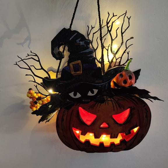 Halloween Devil Pumpkin LED Luminous Lantern Hanging Decoration, Holiday Party Decoration Props