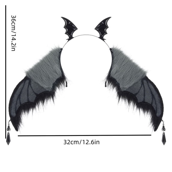 Halloween Devil Wing Headband, Red Black Dark Little Devil Headpiece, 12.6x14.2 Inch Party Photo Prop