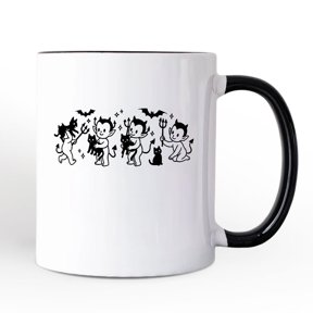 Halloween Devils and Cats Personalized Mug, Spooky Season Gift with Custom Name